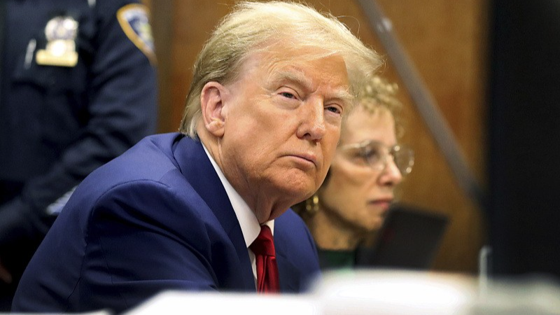 Former U.S. President Donald Trump awaits a hearing at the New York Criminal Court in the U.S., March 25, 2024. /CFP