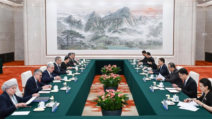 Chinese Vice President Han Zheng meets with Turkish Foreign Minister Hakan Fidan in Beijing, capital of China, June 4, 2024. /Xinhua