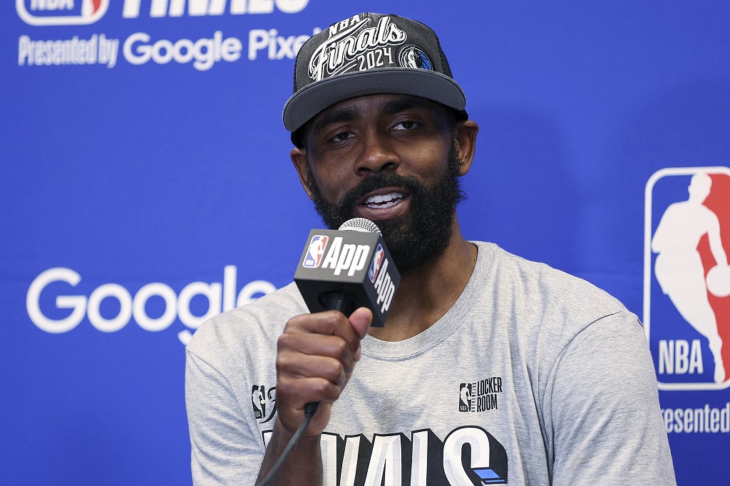 Kyrie Irving of the Dallas Mavericks attends the press conference after the 124-103 win in Game 5 of the NBA Western Conference Finals against the Minnsota Timberwolves at the Target Center in Minneapolis, Minnesota, May 30, 2024. /CFP