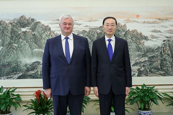 Chinese Vice Foreign Minister Sun Weidong (R) and Ukraine's First Deputy Foreign Minister Andrii Sybiha hold a bilateral consultation between the ministries of foreign affairs of China and Ukraine in Beijing, China, June 5, 2024. /Chinese Foreign Ministry