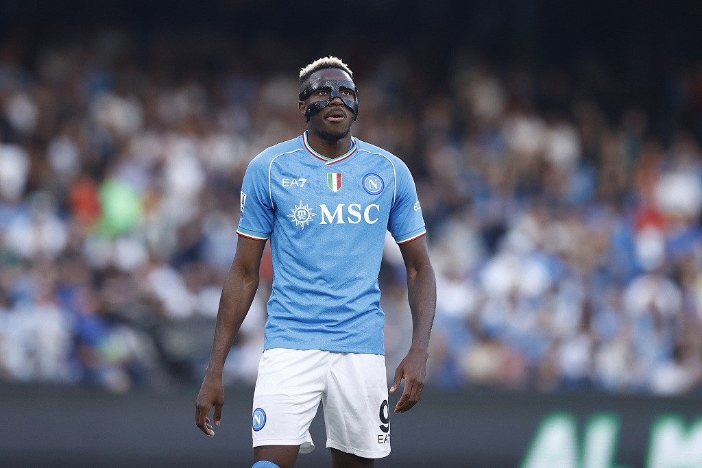 Victor Osimhen of Napoli looks on in the Serie A game against Lecce at Stadio Diego Armando Maradona in Naples, Italy, May 26, 2024. /CFP 