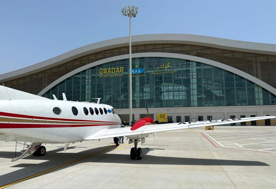 A plane parks after completing its flight test at the New Gwadar International Airport in the southwest port city of Gwadar, Pakistan, June 4, 2024. /Xinhua