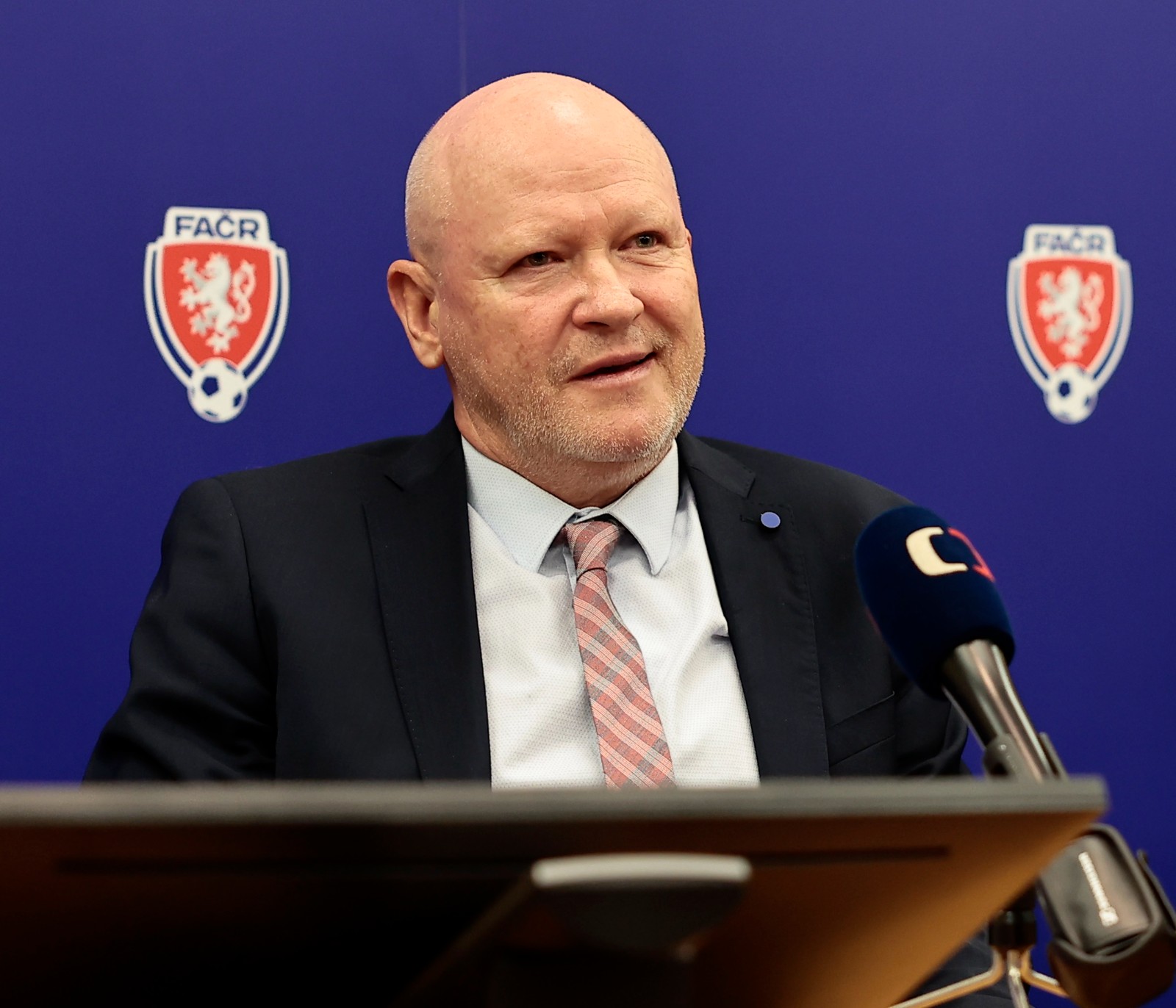 Ivan Hasek speaks to the media after his unveiling as the head coach of the Czech Republic men's national football team in Prague, Czech Republic, January 4, 2024. /Football Association of the Czech Republic