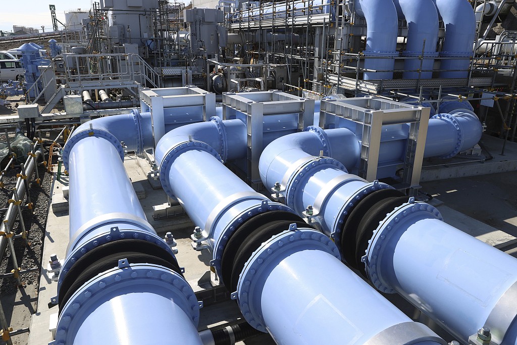 A photo shows pipes for treated water at Fukushima Daiichi Nuclear Power Plant, Okuma Town, Fukushima Prefecture, Japan, February 2, 2024./CFP 