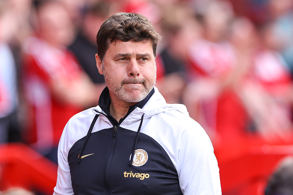 Mauricio Pochettino, manager of Chelsea, looks on during the Premier League game against Nottingham Forest at City Ground in Nottingham, England, May 11, 2024. /CFP