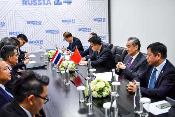Chinese Foreign Minister Wang Yi meets with Thai Foreign Minister Maris Sangiampongsa in Nizhny Novgorod, Russia, June 11, 2024. /China's Foreign Ministry