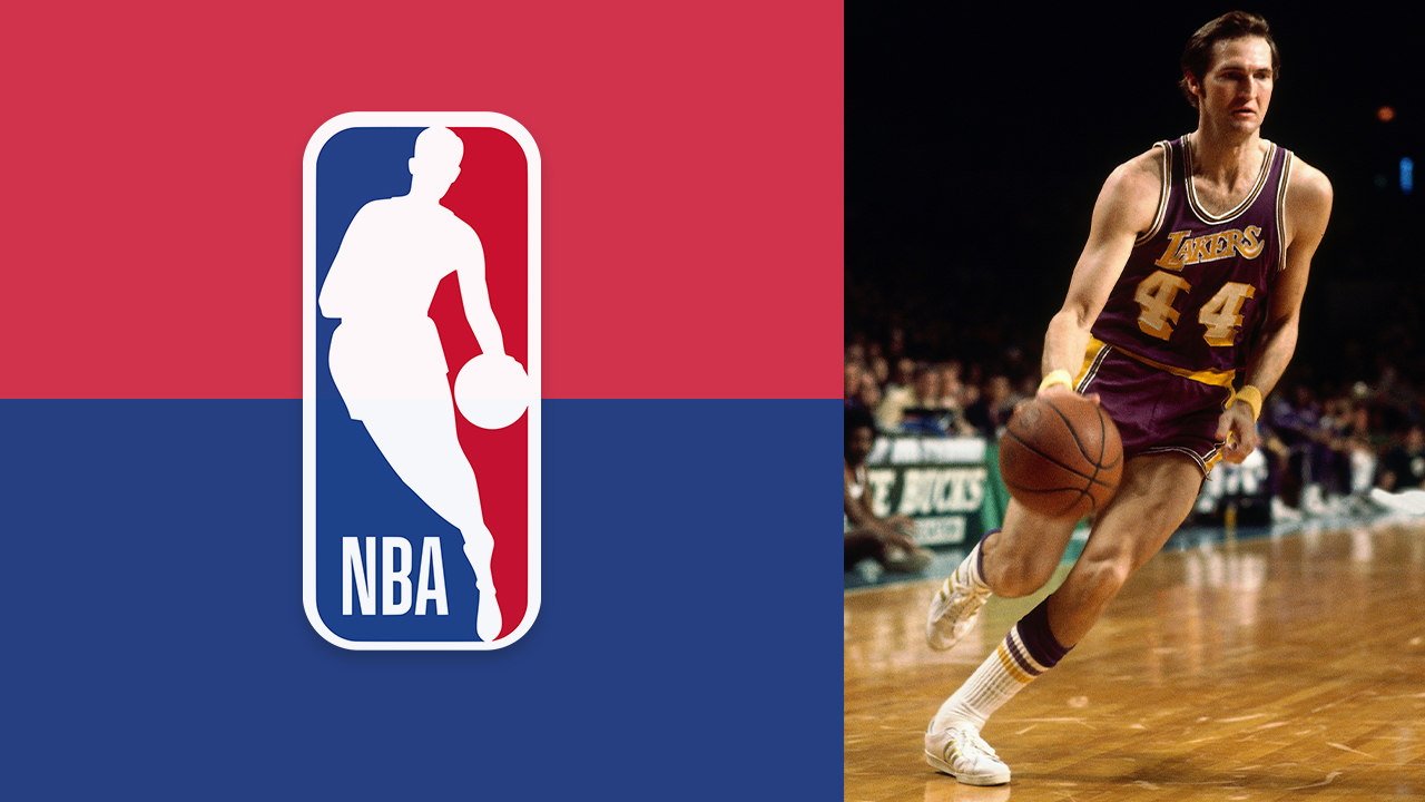 The NBA logo (L) and Los Angeles Lakers legend Jerry West. /CFP