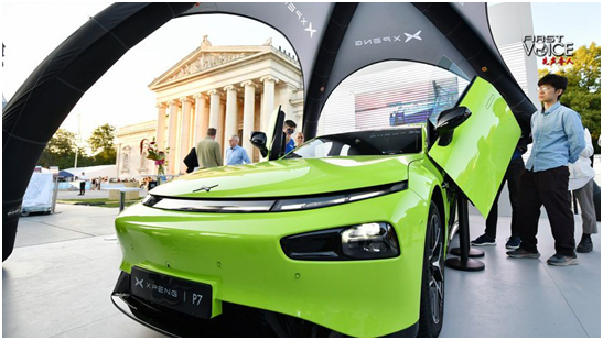 People visit the booth of Chinese carmaker Xpeng during the 2023 International Motor Show, officially known as IAA MOBILITY 2023, in Munich, Germany, September 5, 2023. /Xinhua