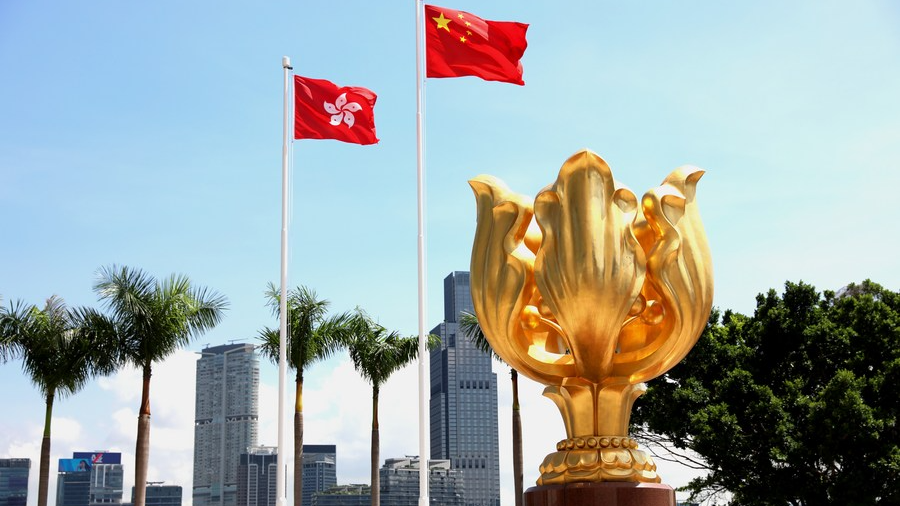 A file photo of the Golden Bauhinia Square in south China's Hong Kong Special Administrative Region. /Xinhua