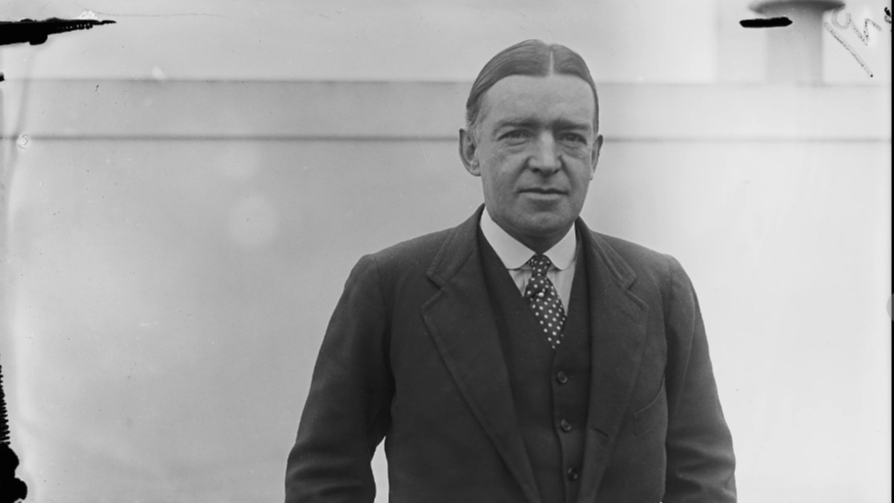 Sir Ernest Shackleton, a noted explorer and writer, is shown as he arrived in New York on the Aquitania, on a hurried business trip to Canada, January 30, 1921. /AP