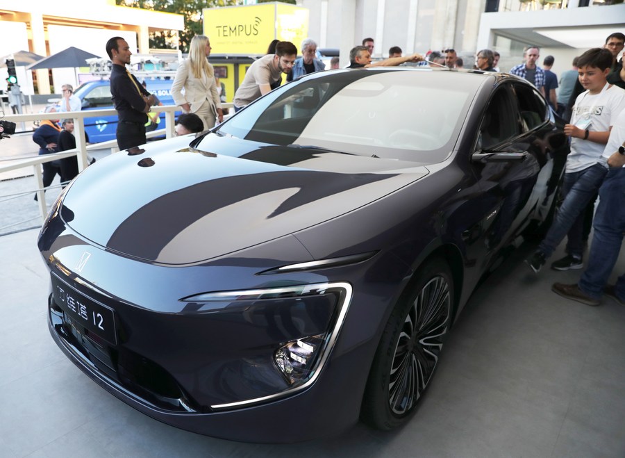 People view an AVATR 12 during the 2023 International Motor Show, officially known as the IAA MOBILITY 2023, in Munich, Germany, September 5, 2023. /Xinhua