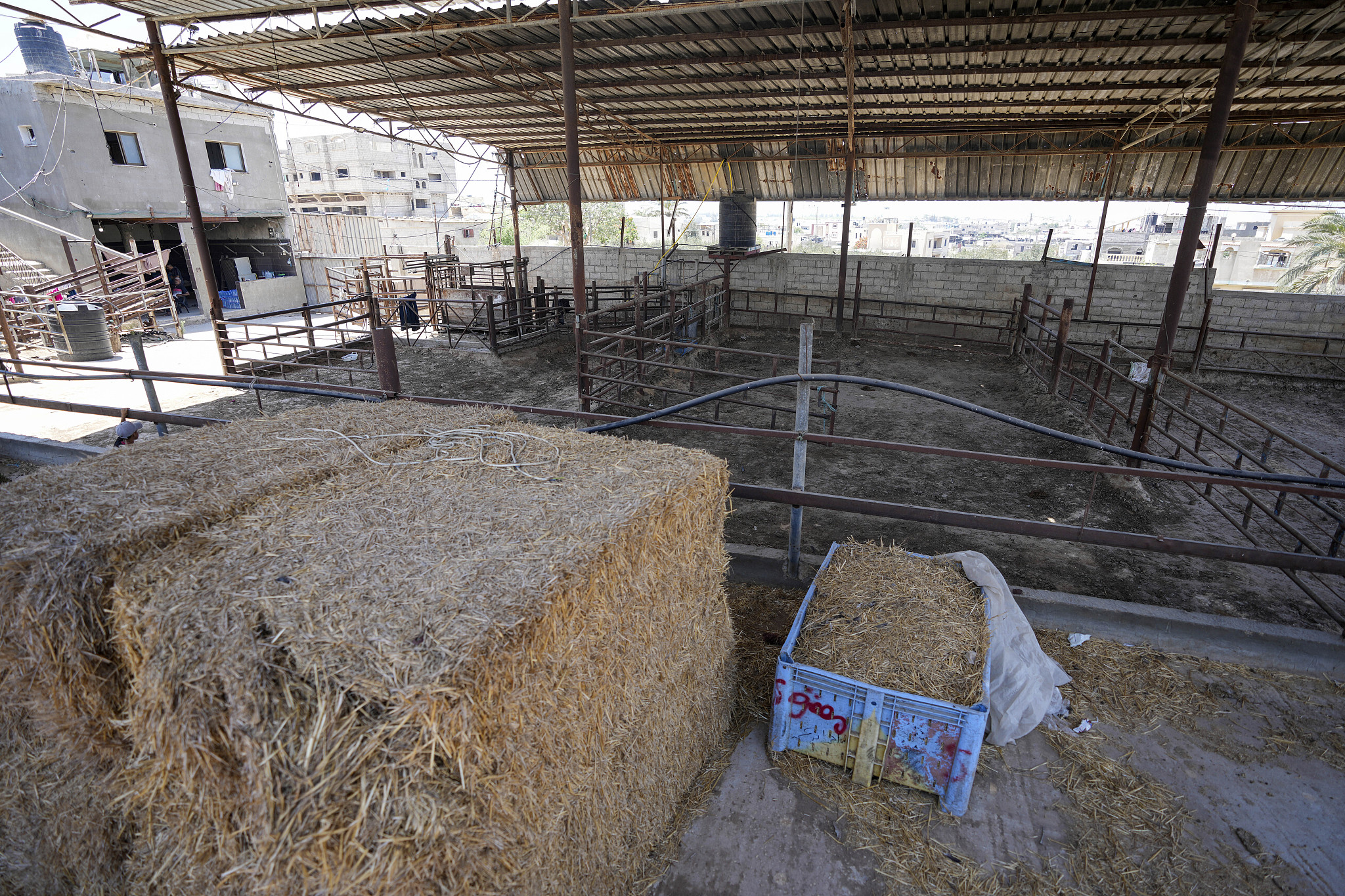 Animal pens are empty ahead of the Eid al-Adha holiday in Khan Younis, Gaza Strip, June 10, 2024. /CFP