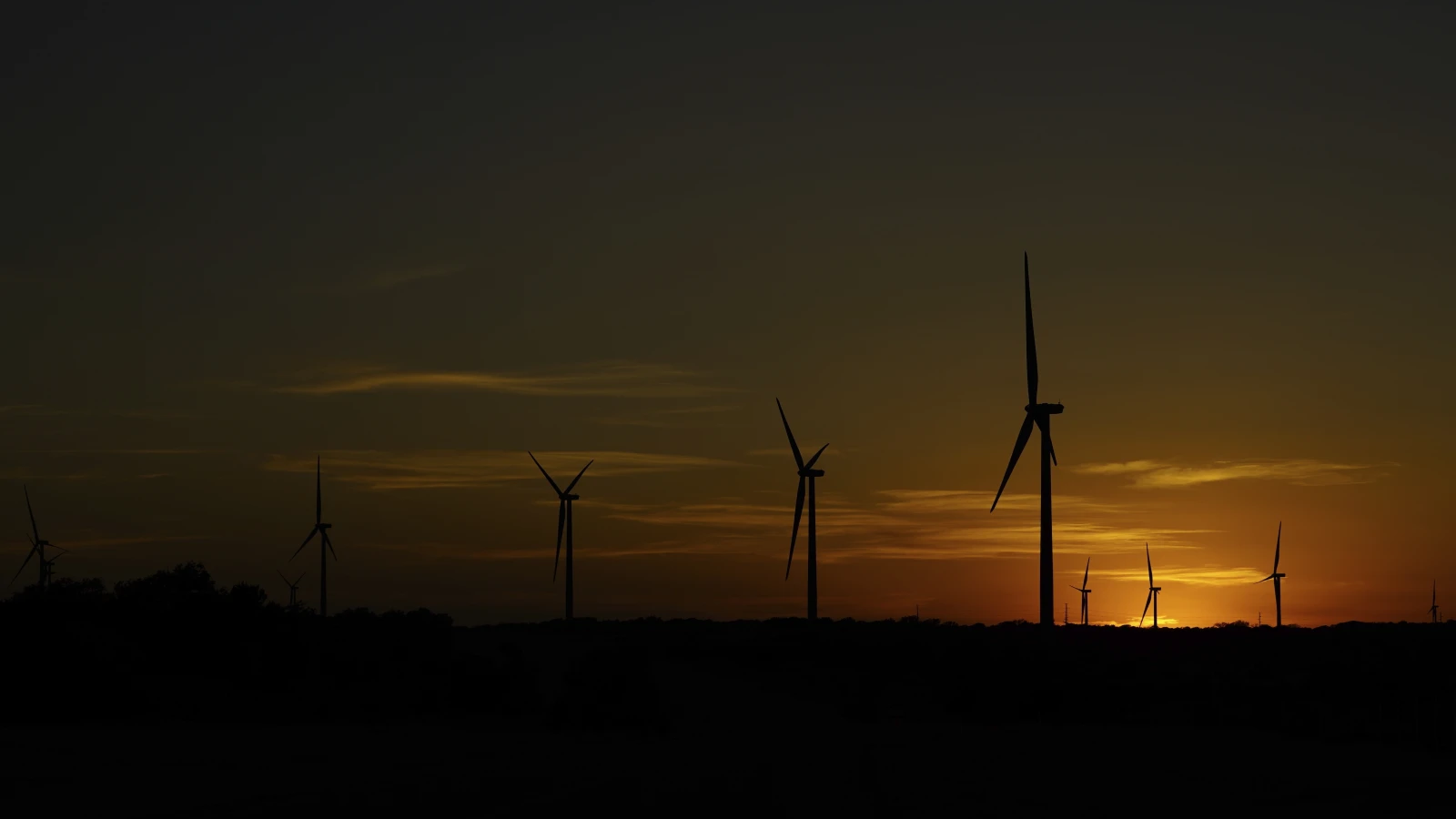 Wind turbines work at sunset on a wind farm near Del Rio, Texas, the U.S., February 15, 2023. /AP