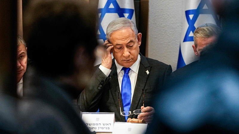 Israel's Prime Minister Benjamin Netanyahu chairs a cabinet meeting at the Kirya military base in Tel Aviv, Israel, December 24, 2023. /CFP
