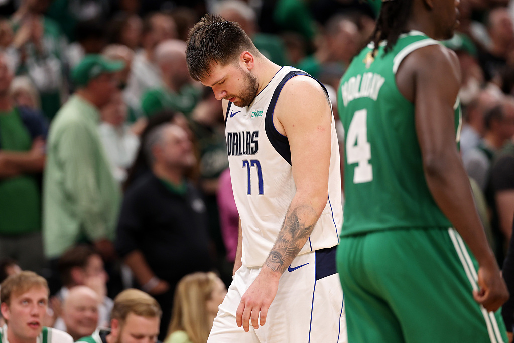 Luka Doncic (#77) of the Dallas Mavericks looks on in Game 5 of the NBA Finals against the Boston Celtics at TD Garden in Boston, Massachusetts, June 17, 2024. /CFP