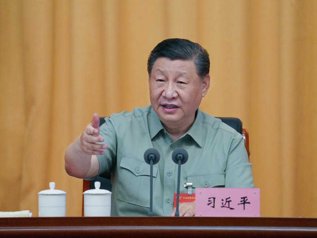Chinese President Xi Jinping, also general secretary of the Communist Party of China Central Committee and chairman of the Central Military Commission, delivers a speech at a military political work conference held in Yan'an City, northwest China's Shaanxi Province, June 17, 2024. /Xinhua