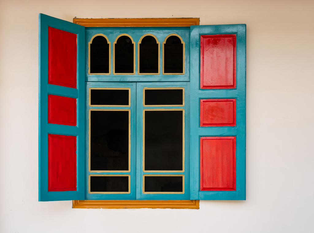 A colorfully painted window frame is pictured in Aksu, Xinjiang on May 20, 2024. /CFP