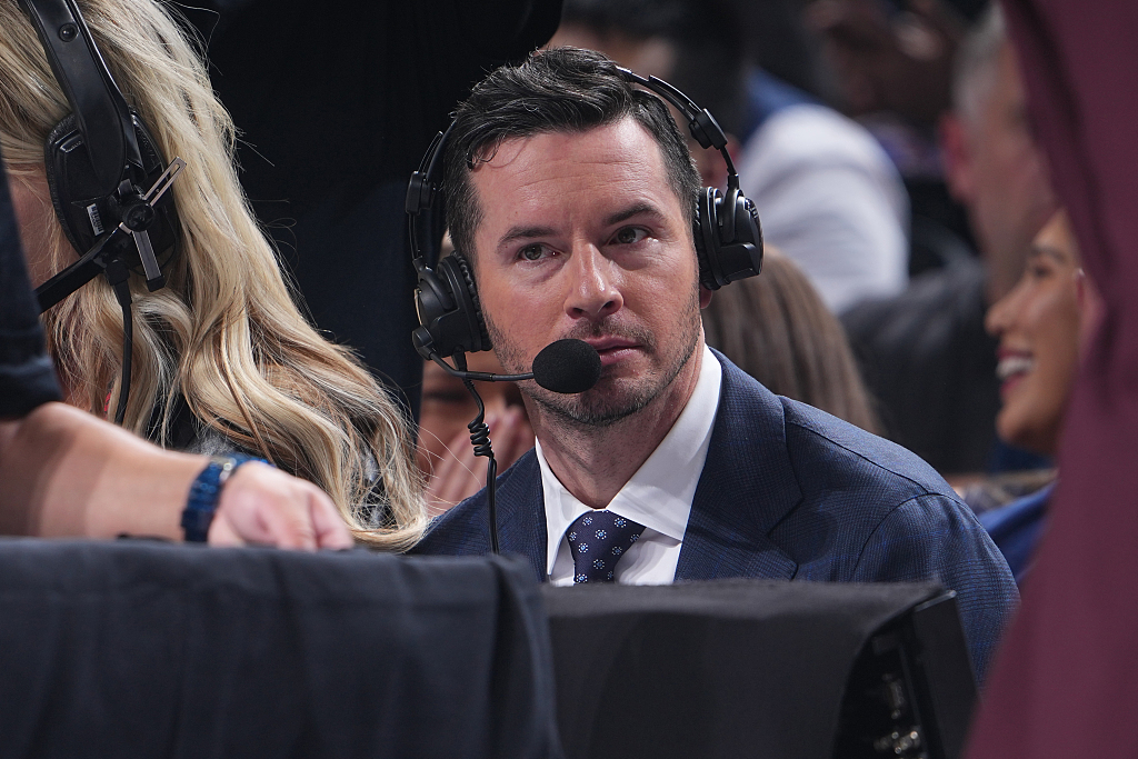 JJ Redick of ESPN works during Game 3 of the NBA Western Conference first-round playoffs between the Dallas Mavericks and the Los Angeles Clippers at the American Airlines Center in Dallas, Texas, U.S., April 26, 2024. /CFP