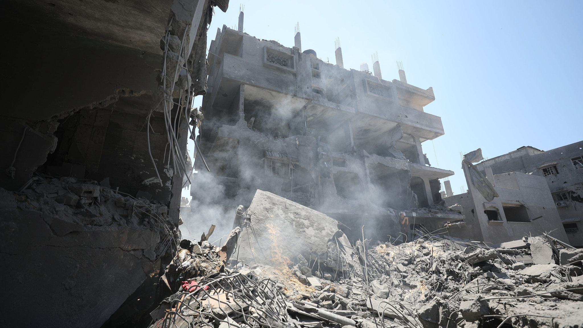 A view of destroyed buildings following Israeli attacks on Al-Shati refugee camp in Gaza on June 22, 2024. /CFP