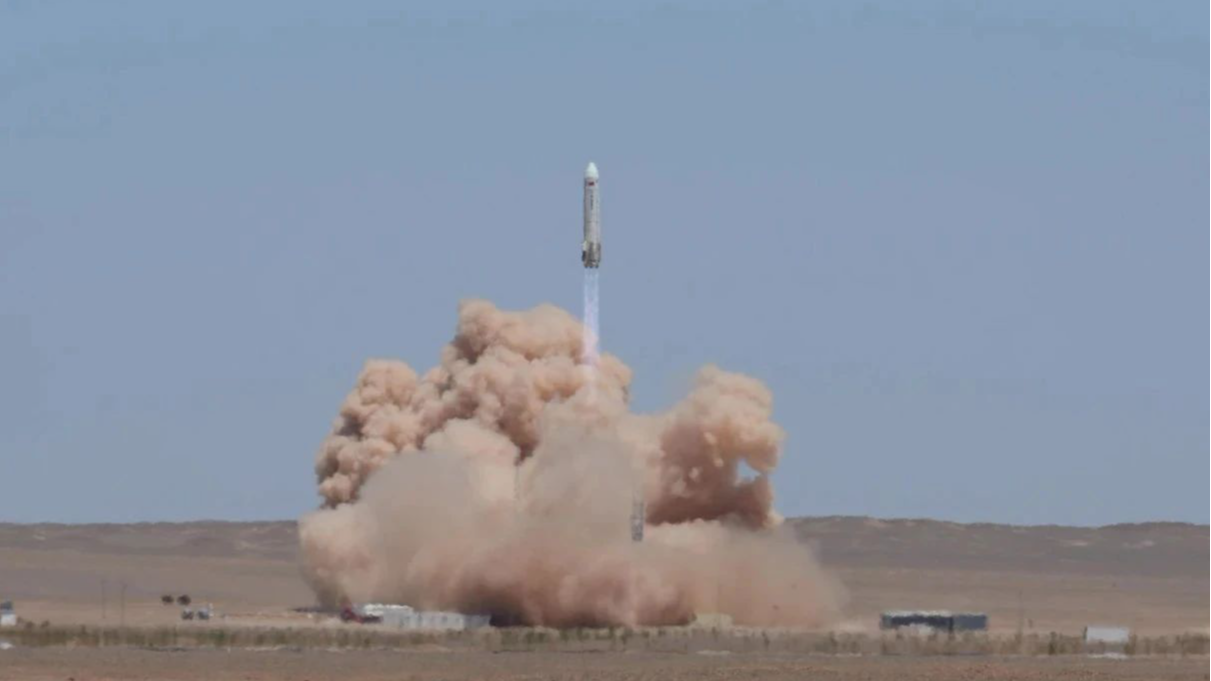 The test site for the vertical takeoff and landing of a reusable rocket at an altitude of 10 kilometers, Jiuquan Satellite Launch Center in northwest China, June 23, 2023. /CMG