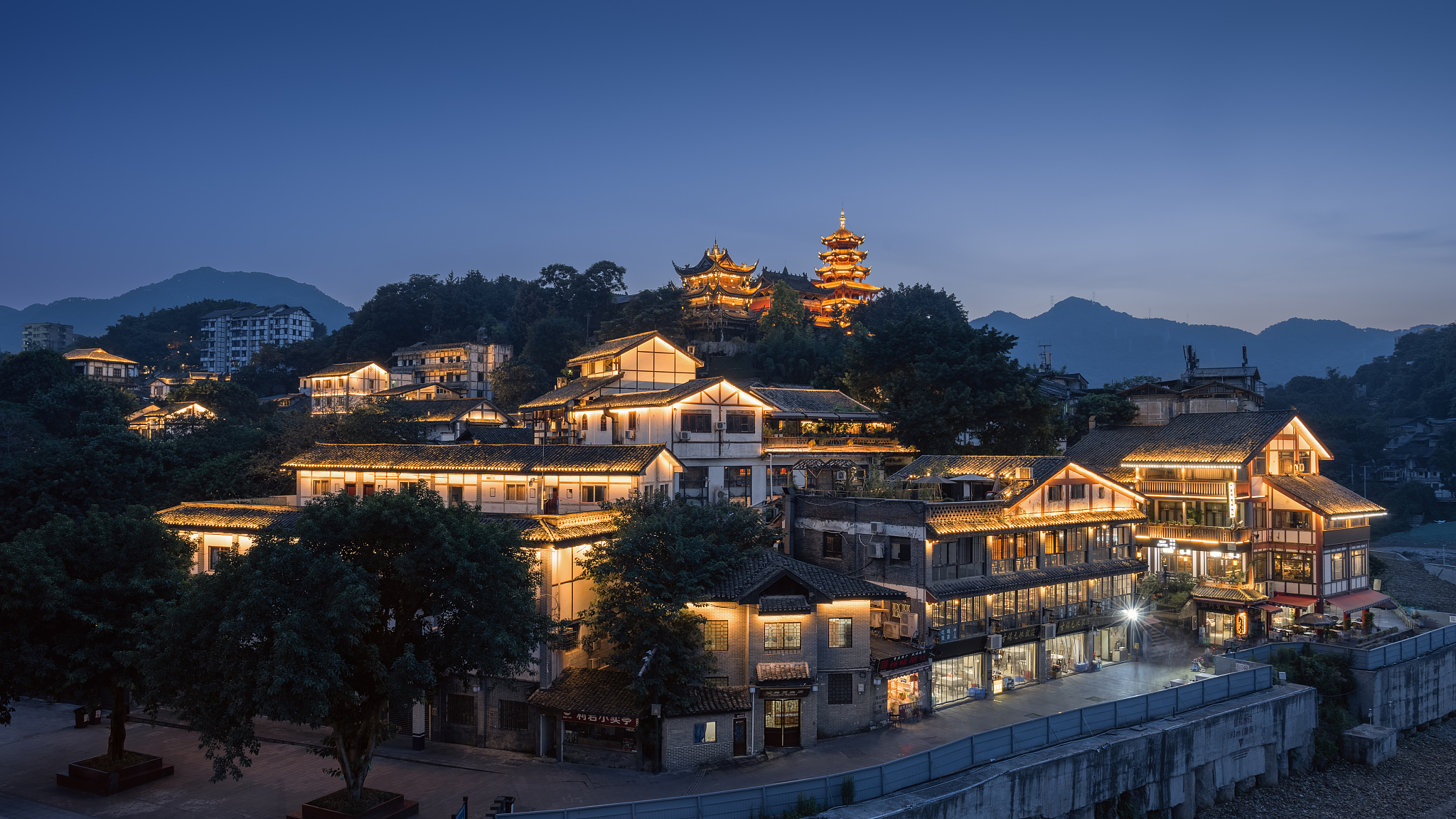 Strolling through streets of Ciqikou Ancient Town in Chongqing