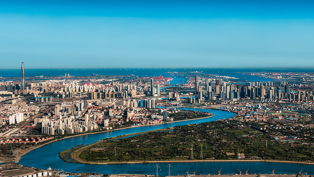 An aerial view of the Binhai New Area of Tianjin Municipality. /CFP