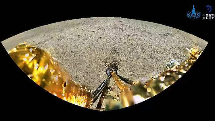 This undated handout photo taken by the China National Space Administration (CNSA) and released on June 4, 2024 shows a general view of the surface of the moon that was shot by the panoramic camera attached to the Chang'e-6 lunar probe before it started collecting samples. / AFP PHOTO/CNSA