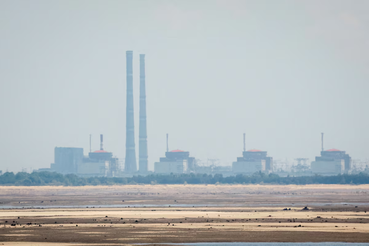 A view of Zaporizhzhia Nuclear Power Plant from the bank of Kakhovka Reservoir near the town of Nikopol, Dnipropetrovsk region, Ukraine, June 16, 2023. /Reuters
