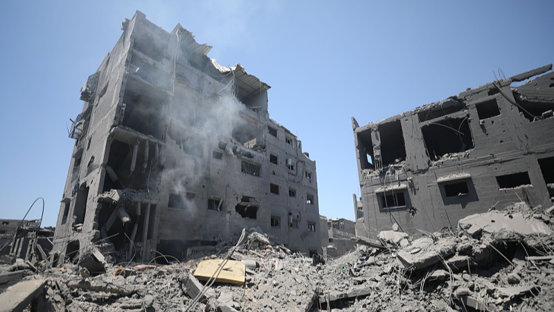 A view of destroyed buildings following the Israeli attacks on Al-Shati refugee camp in Gaza City, Gaza, June 22, 2024. /CFP