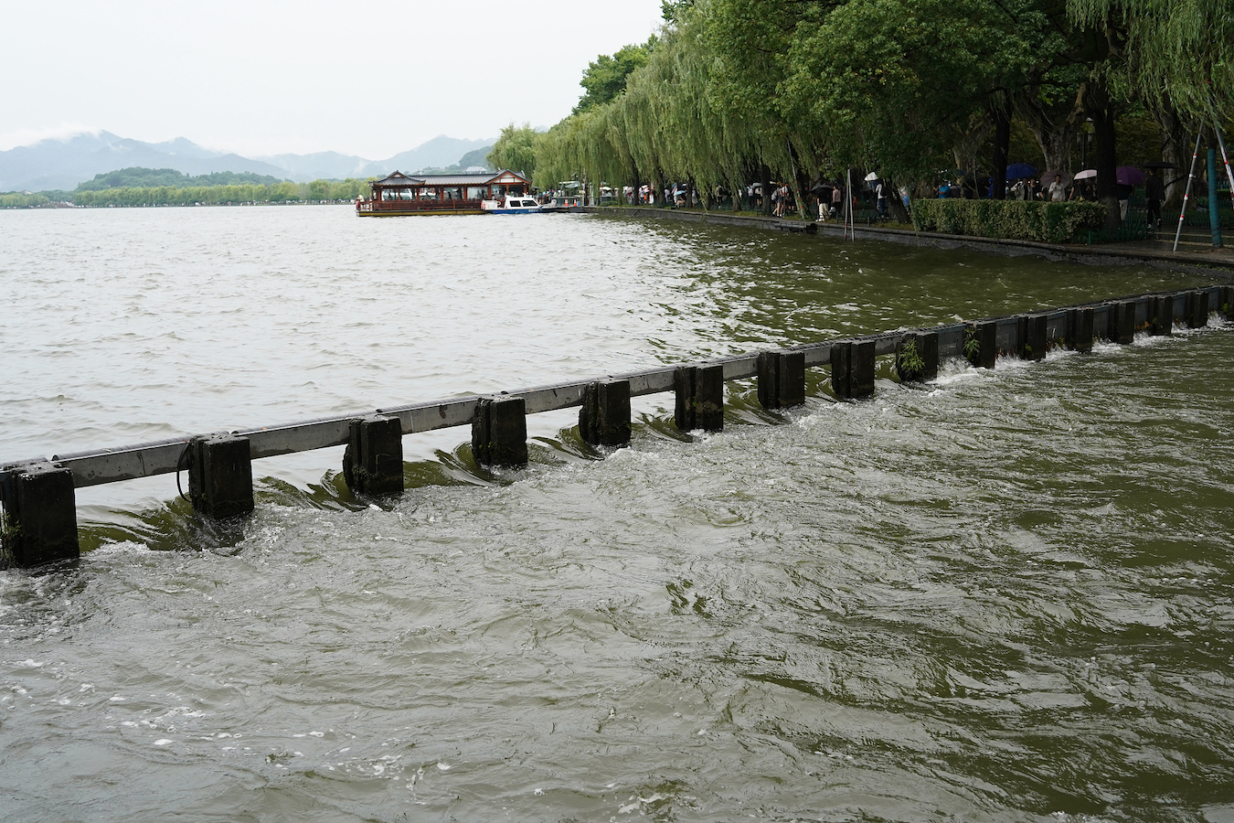 The water level of the West Lake rises in Hangzhou City, Zhejiang Province, east China, June 24, 2024. /CFP