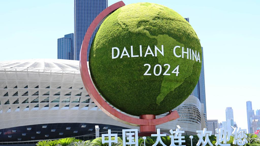 The welcome sign at the Dalian International Conference Center, venue of the 2024 Summer Davos, in Dalian, northeast China's Liaoning Province, June 24, 2024. /Xinhua