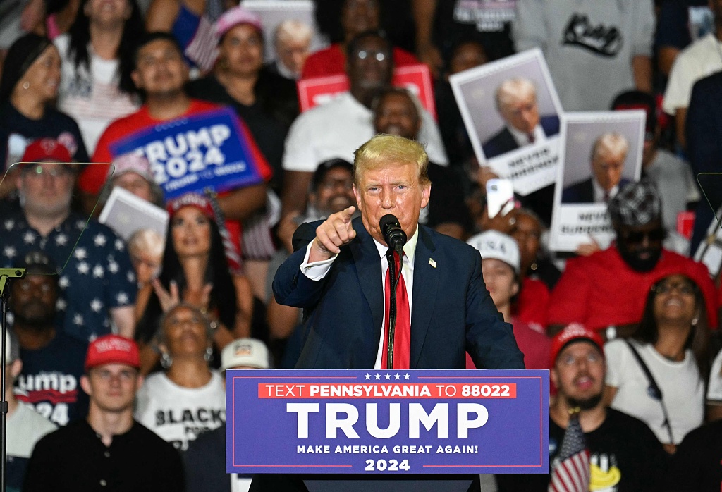 Former U.S. President and Republican presidential candidate Donald Trump speaks at a rally in Philadelphia, Pennsylvania, June 22, 2024. /CFP