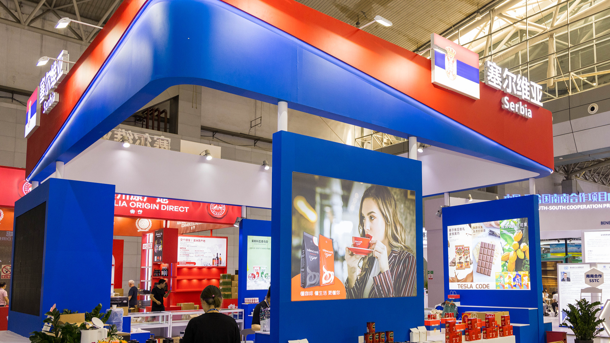 The booth of Serbia at the 8th China-Eurasia Expo in Urumqi, Xinjiang Uygur Autonomous Region, China, June 26, 2024. /CFP 