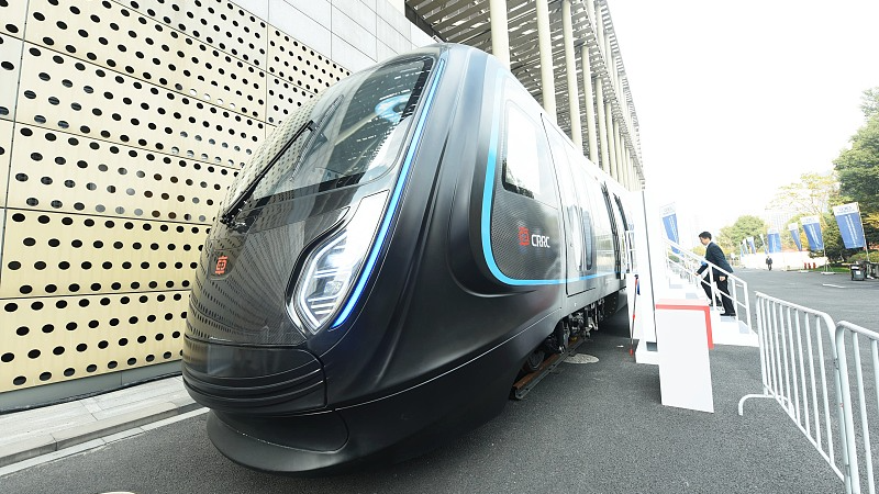 Demonstration of a carbon fiber train as seen during an exhibition in Hangzhou City, Zhejiang Province, China on December 5, 2019. /CFP