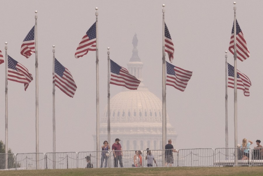 The U.S. Capitol building is shrouded in haze in Washington, D.C., U.S., June 29, 2023. /Xinhua