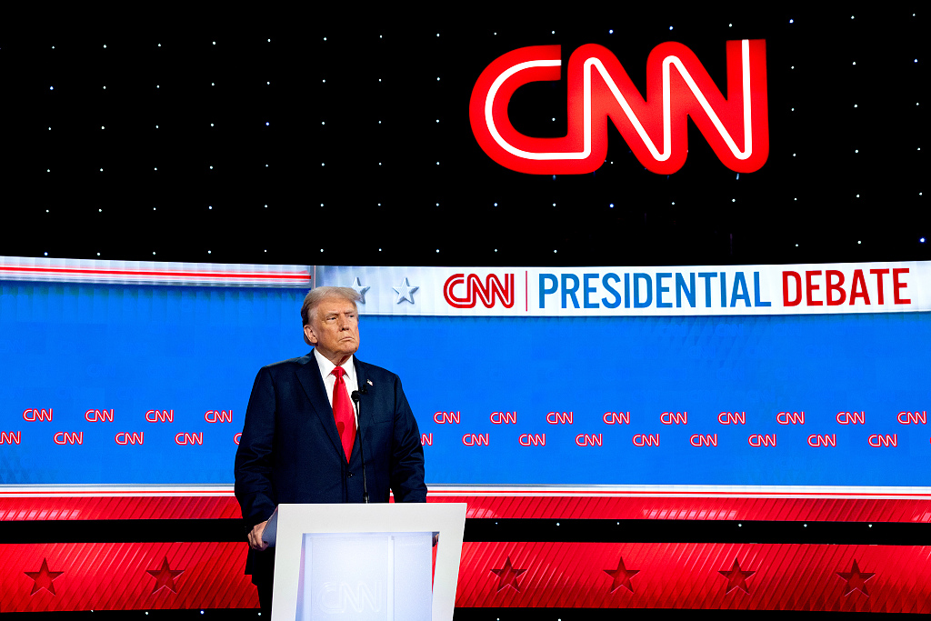 Former U.S. President Donald Trump participates in the CNN Presidential Debate at the CNN Studios on June 27, 2024 in Atlanta, Georgia, United States. /CFP