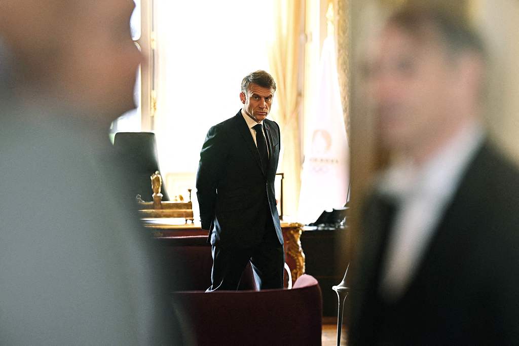 French President Emmanuel Macron at the French Foreign Ministry, at the Quai d'Orsay, in Paris, on June 20, 2024. /CFP
