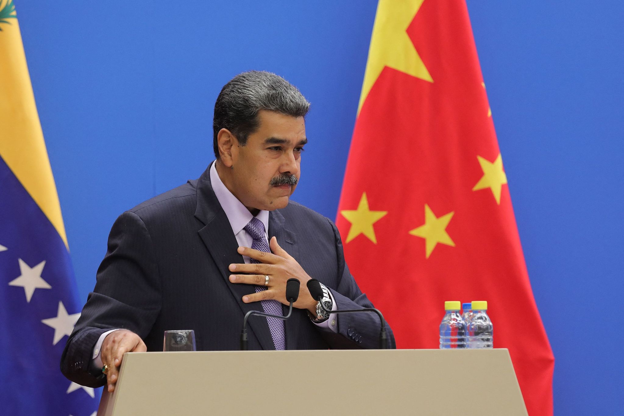 Venezuelan President Nicolas Maduro speaks during the 17th meeting of the Mixed Venezuela-China High-Level Committee in Beijing, capital city of China, September 13, 2023. /CFP
