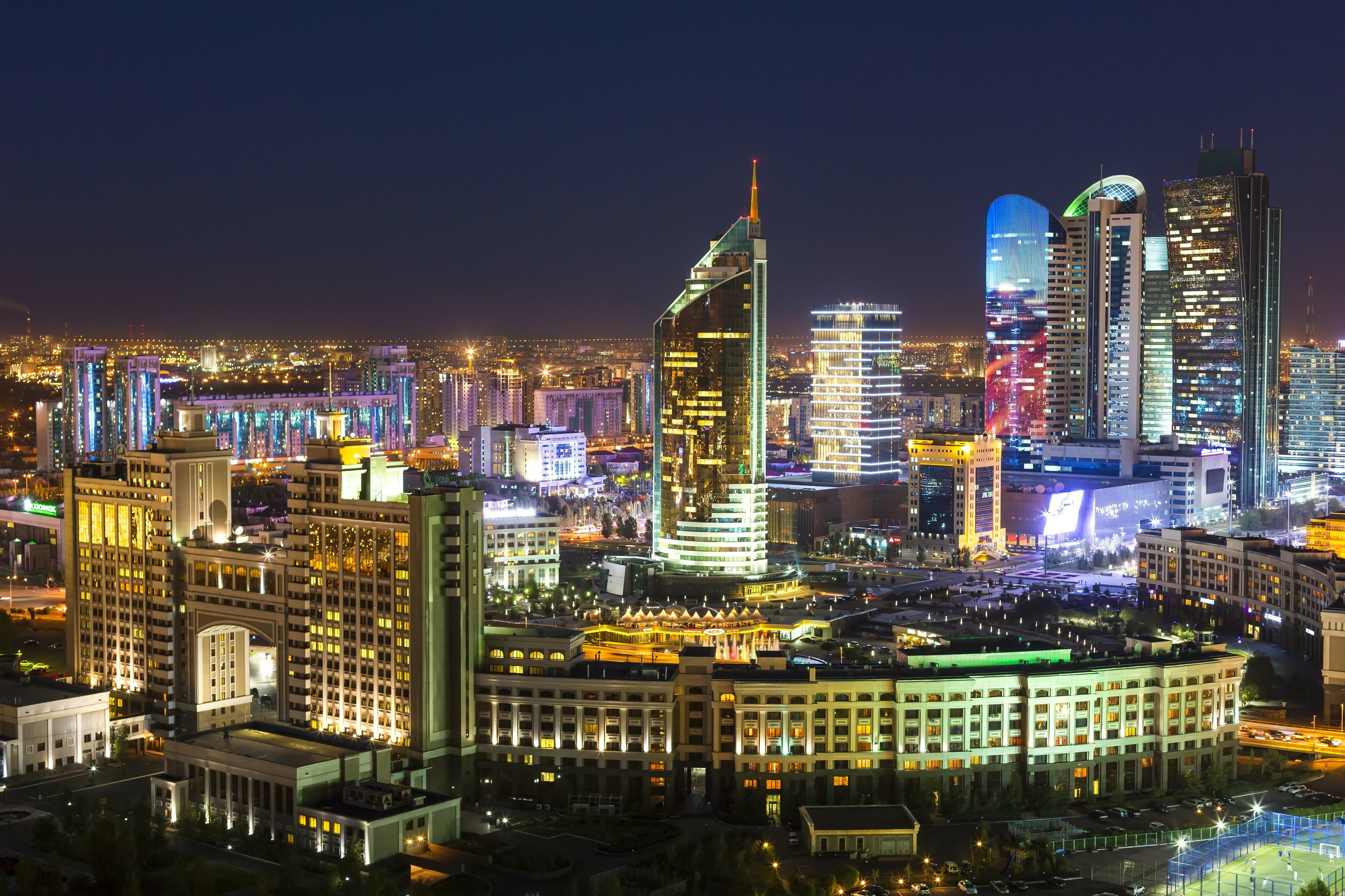 The night view of the city center and central business district of Astana, Kazakhstan. /CFP