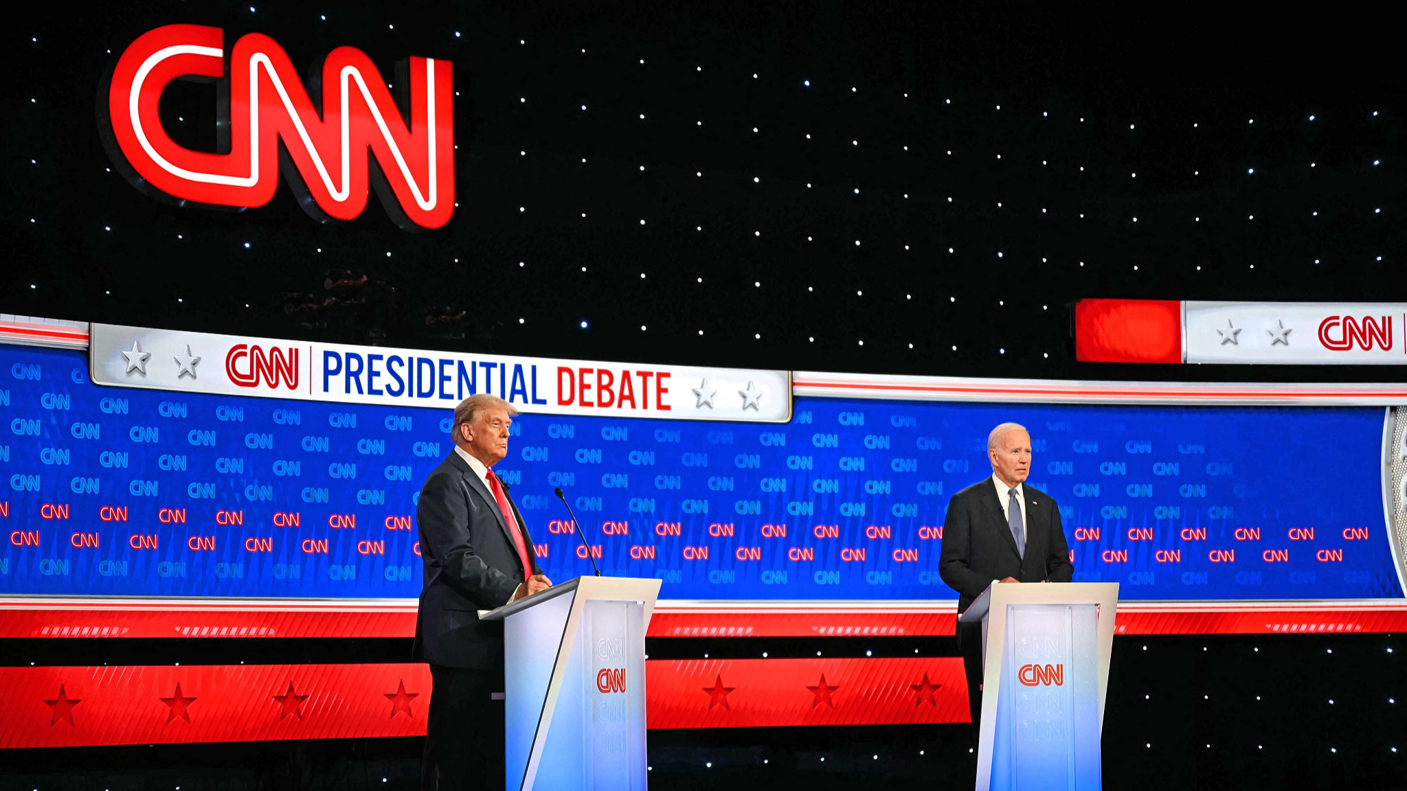 U.S. President Joe Biden and former U.S. President and Republican presidential candidate Donald Trump participate in the first presidential debate of the 2024 election at CNN's studios in Atlanta, Georgia, on June 27, 2024. /CFP