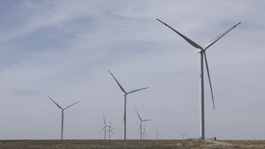Wind turbines at the Zhanatas wind farm in Zhanatas, Kazakhstan, April 3, 2023. /Xinhua