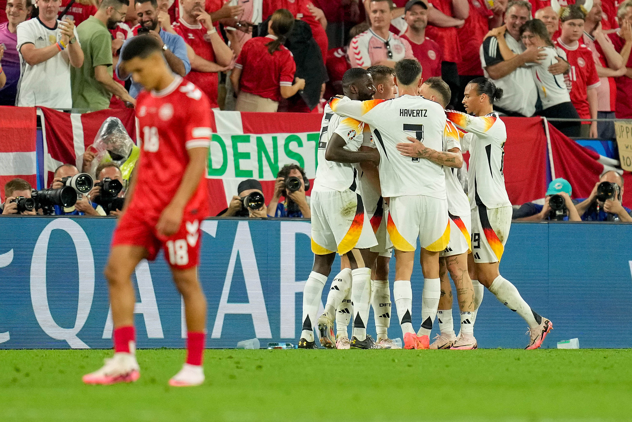 German players celebrate their second goal during the UEFA Euro 2024 round of 16 against Denmark in Dortmund, Germany, June 29, 2024. /CFP