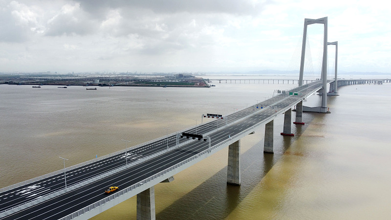 The Shenzhen-Zhongshan cross-sea highway connecting the cities of Shenzhen and Zhongshan in south China's Guangdong Province opens for operational trials on June 30, 2024. /CFP