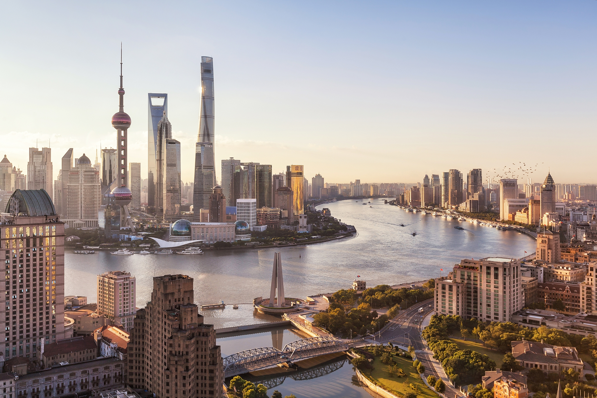 An aerial view of Lujiazui Financial District in Shanghai, China. /CFP