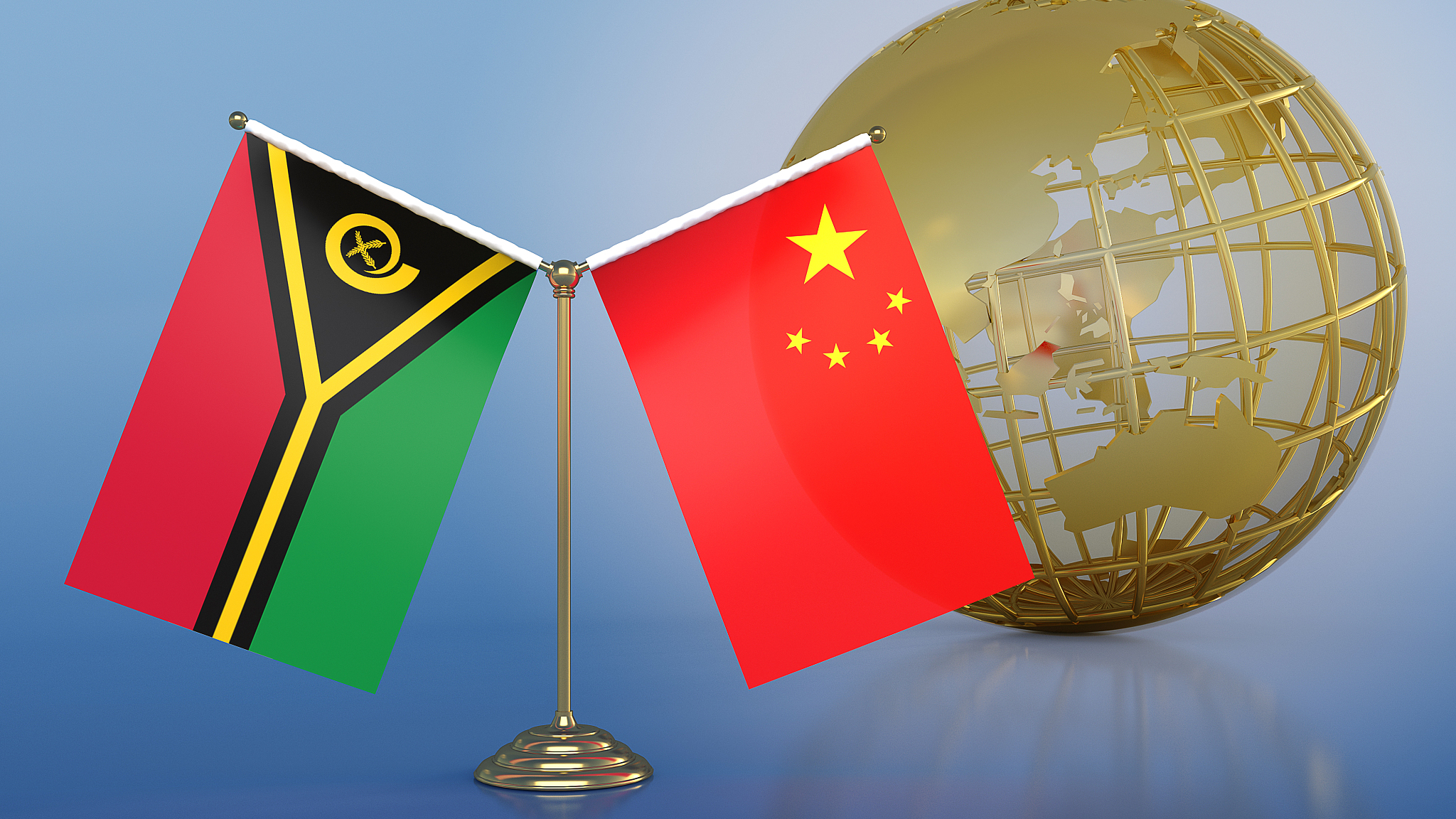 Flags of Vanuatu and China. /CFP