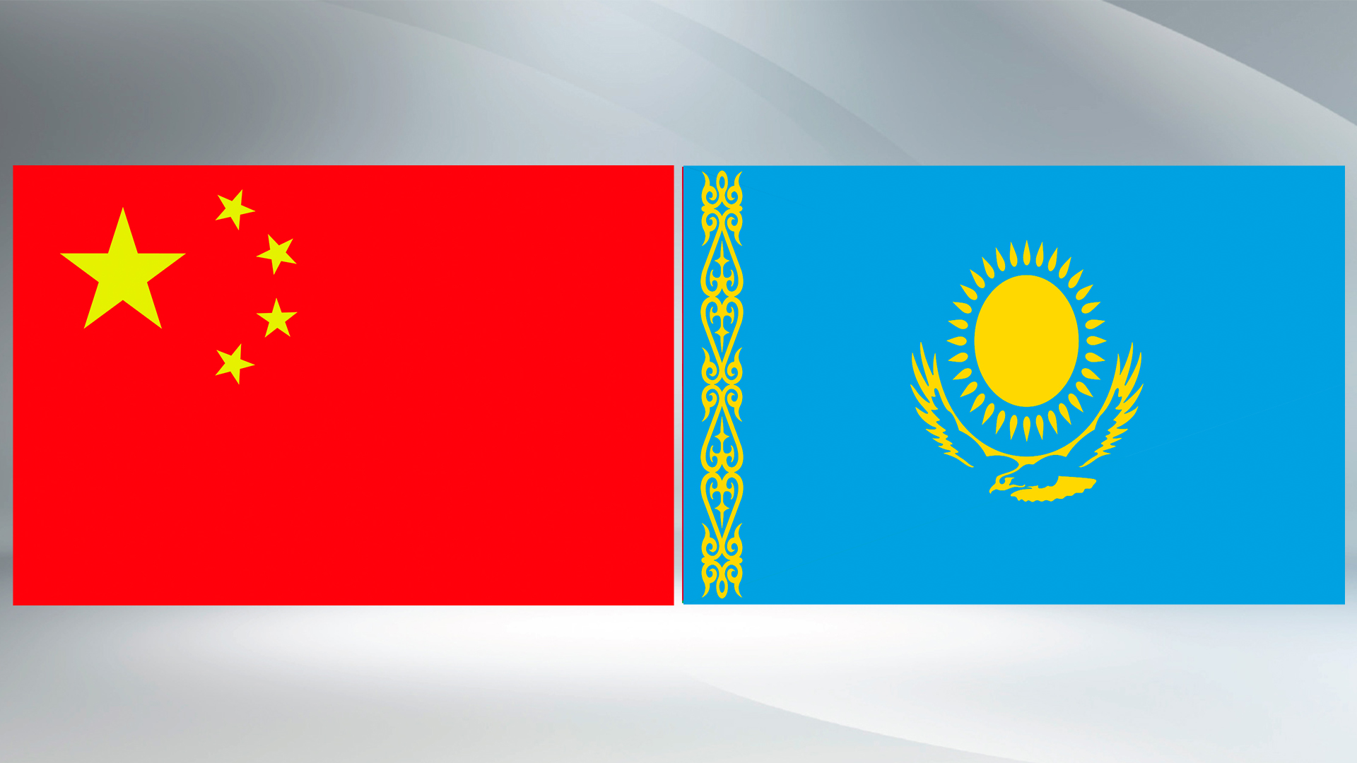 National flags of China and Kazakhstan. /CGTN