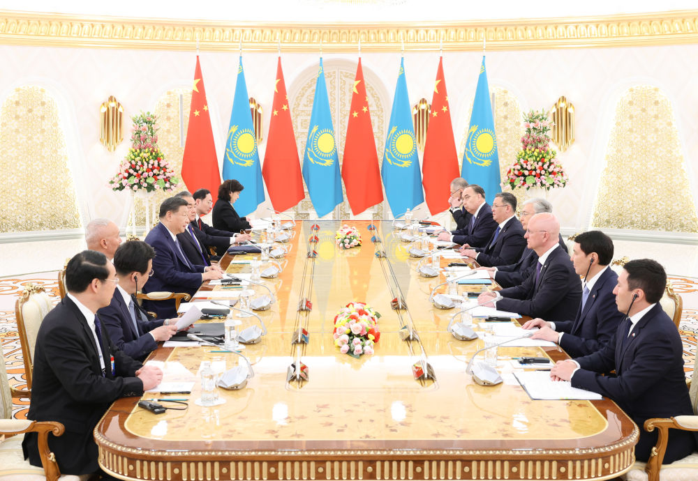 Chinese President Xi Jinping meets with Kazakh President Kassym-Jomart Tokayev in Astana, Kazakhstan, July 3, 2024. /Xinhua
