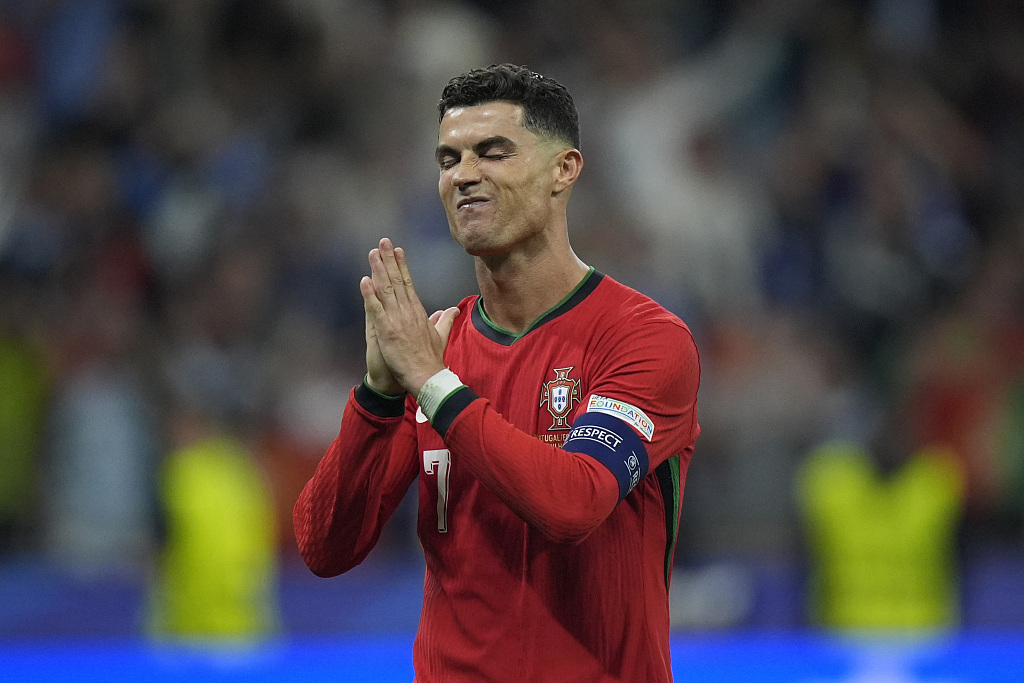 Cristiano Ronaldo of Portugal looks on during a Euro 2024 round of 16 game against Slovenia in Frankfurt, Germany, July 1, 2024. /CFP