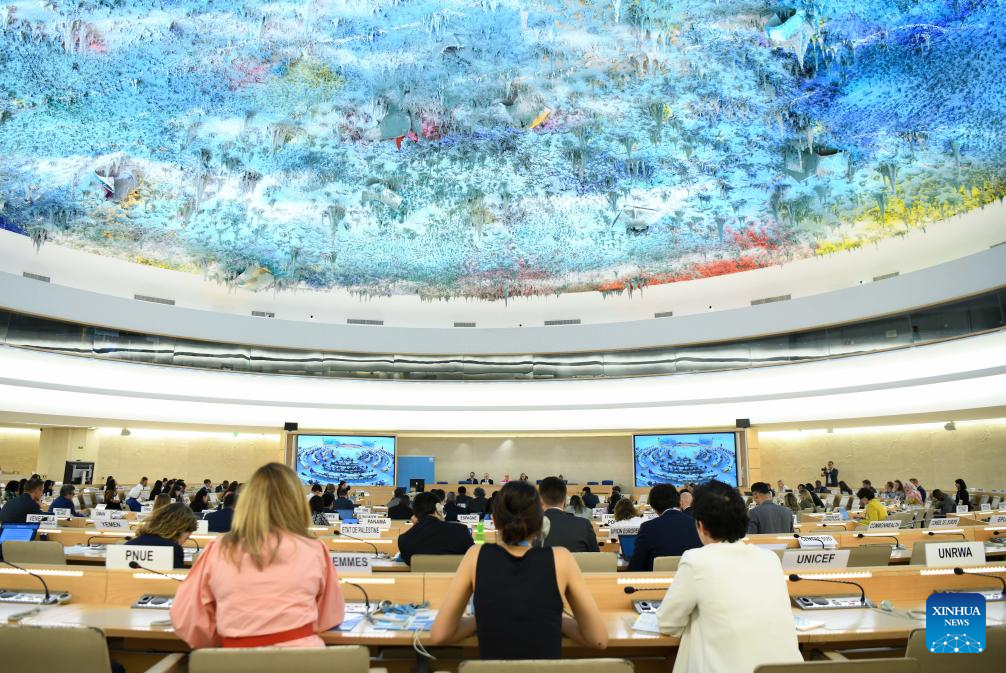 Participants attend the 56th session of the United Nations (UN) Human Rights Council in Geneva, Switzerland, on July 1, 2024. /Xinhua