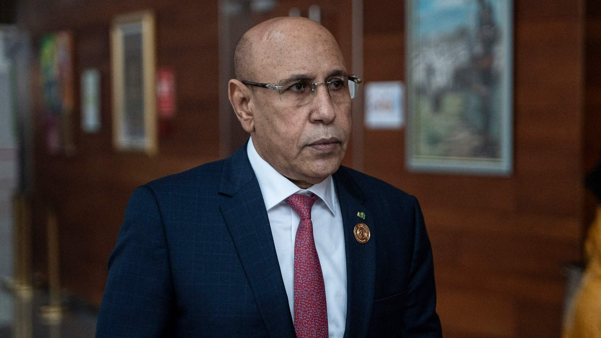 President of Mauritania Mohamed Ould Cheikh El Ghazouani arrives before the opening ceremony of the 37th Ordinary Session of the Assembly of the African Union, Addis Ababa, Ethiopia, February 17, 2024. /CFP